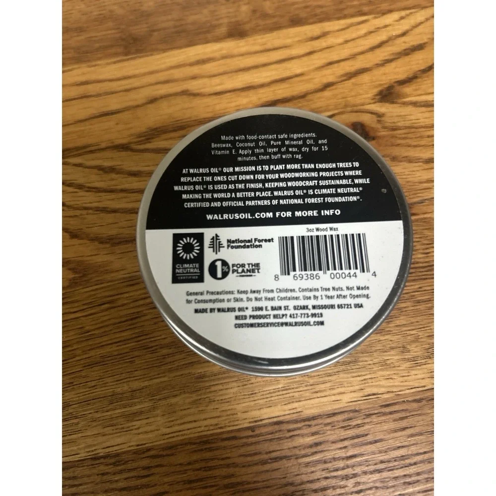 Walrus Oil - Wood Wax 3 Oz Can Fda Food-safe  Cutting Board Wax  Vegan USA